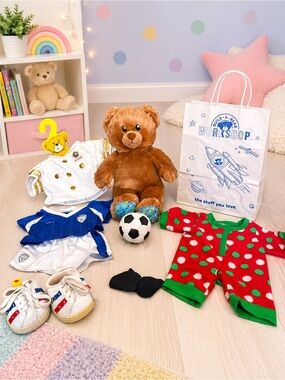 Build A Bear Bundle Plush Bear Outfits Shoes Bag Soccer Holiday Pajamas